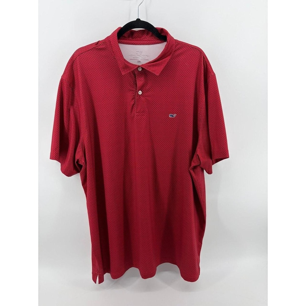 Vineyard Vines, Performance Polo Shirt, Red Whale Logo, Pattern SS Shirt, XXL